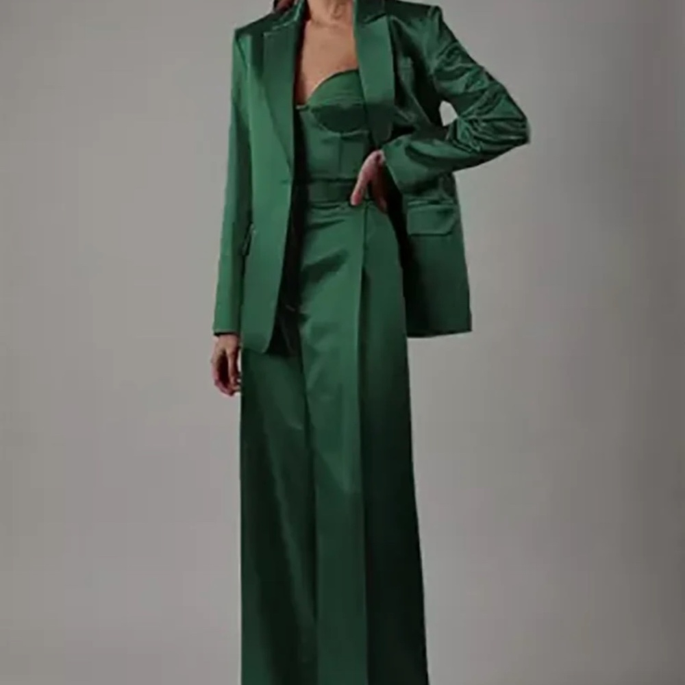 Dante Two Piece Suit Set - Silk Dark Green